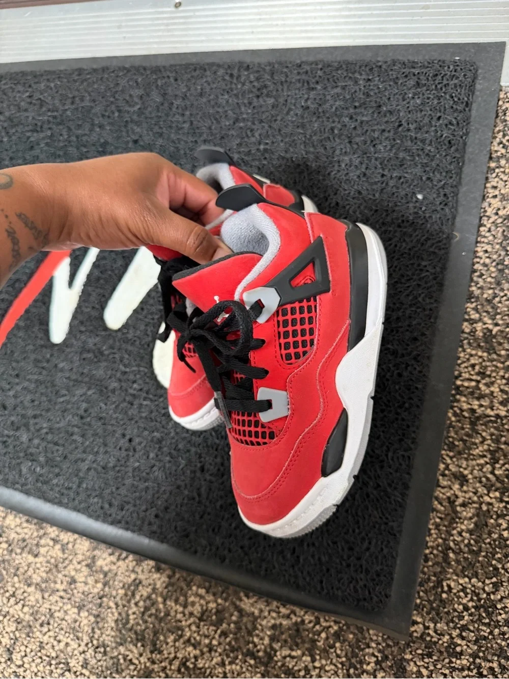 Jordan Kids' Red and Black Lace-Up Sneakers